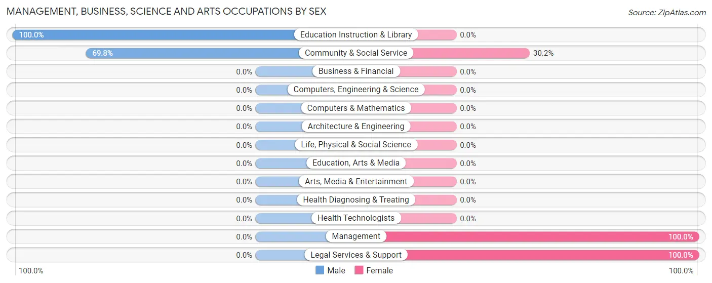 Management, Business, Science and Arts Occupations by Sex in Zip Code 08346