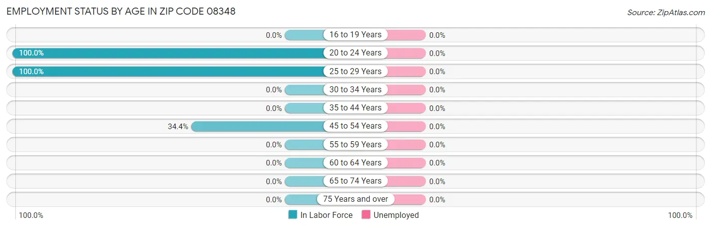 Employment Status by Age in Zip Code 08348