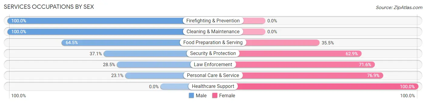 Services Occupations by Sex in Zip Code 08535