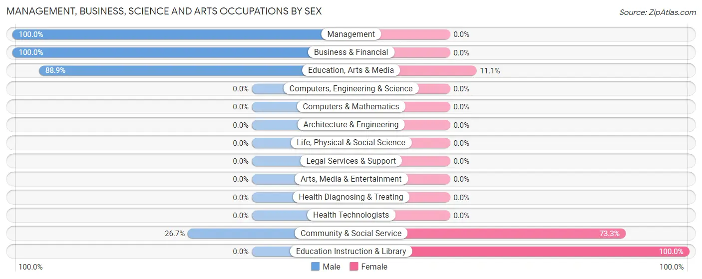 Management, Business, Science and Arts Occupations by Sex in Zip Code 08608