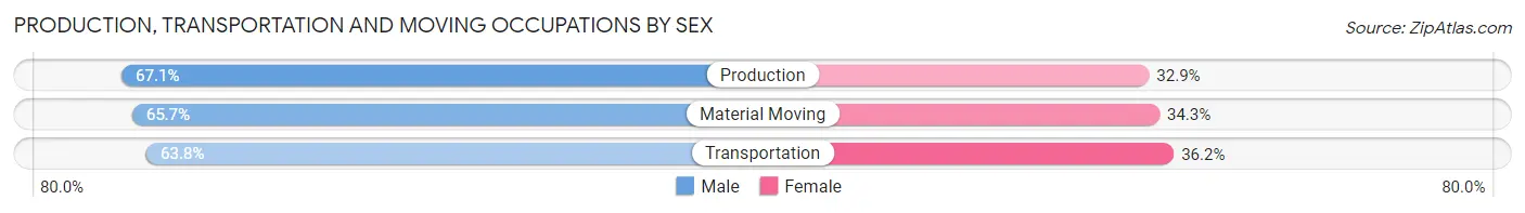 Production, Transportation and Moving Occupations by Sex in Zip Code 08638