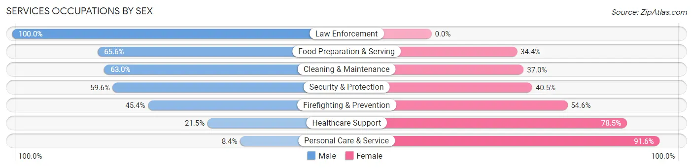 Services Occupations by Sex in Zip Code 08638
