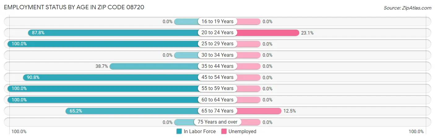 Employment Status by Age in Zip Code 08720