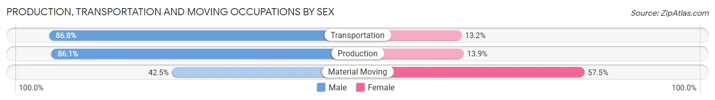Production, Transportation and Moving Occupations by Sex in Zip Code 08824