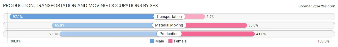 Production, Transportation and Moving Occupations by Sex in Zip Code 08880
