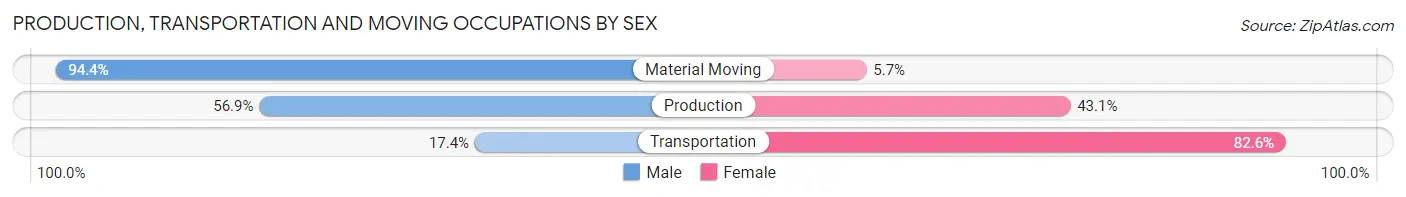 Production, Transportation and Moving Occupations by Sex in Zip Code 10001