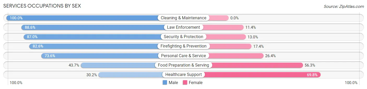 Services Occupations by Sex in Zip Code 10019