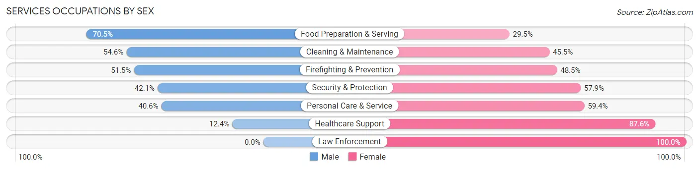 Services Occupations by Sex in Zip Code 10029
