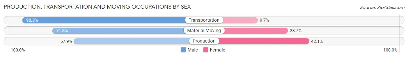 Production, Transportation and Moving Occupations by Sex in Zip Code 10031