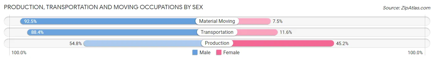 Production, Transportation and Moving Occupations by Sex in Zip Code 10040