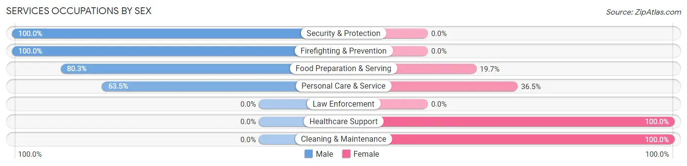 Services Occupations by Sex in Zip Code 10044