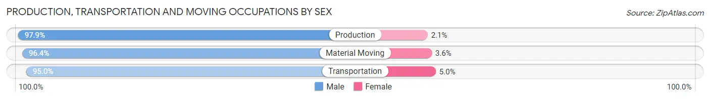 Production, Transportation and Moving Occupations by Sex in Zip Code 10302