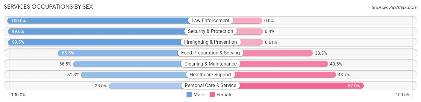 Services Occupations by Sex in Zip Code 10302
