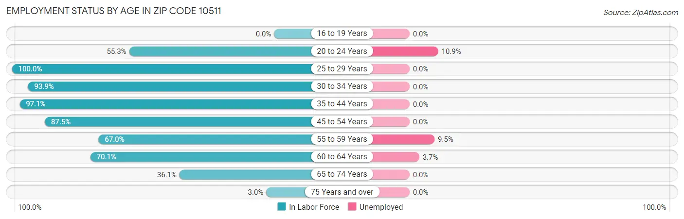 Employment Status by Age in Zip Code 10511