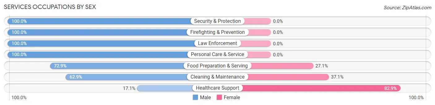 Services Occupations by Sex in Zip Code 10511