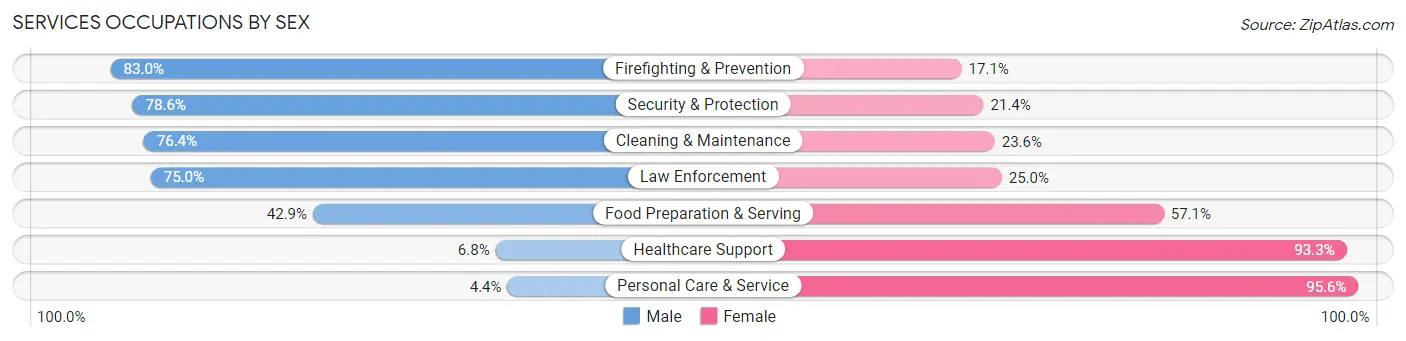 Services Occupations by Sex in Zip Code 10512