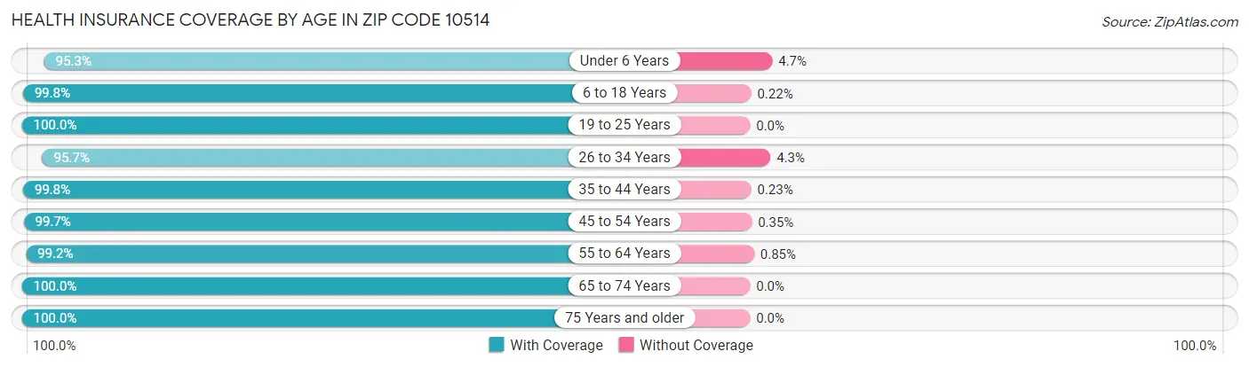 Health Insurance Coverage by Age in Zip Code 10514