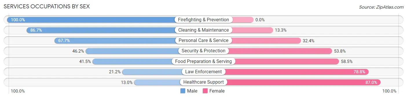 Services Occupations by Sex in Zip Code 10520