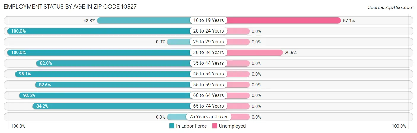 Employment Status by Age in Zip Code 10527