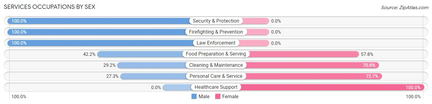 Services Occupations by Sex in Zip Code 10532