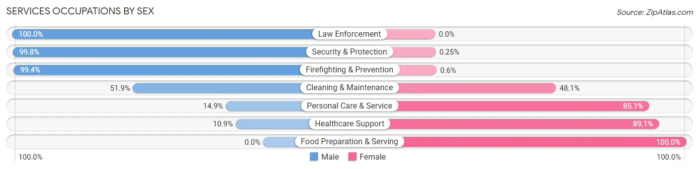 Services Occupations by Sex in Zip Code 10553