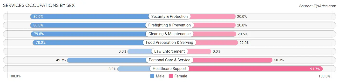 Services Occupations by Sex in Zip Code 10579