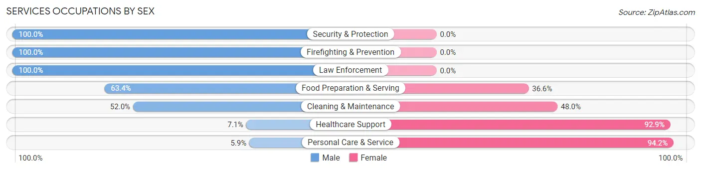 Services Occupations by Sex in Zip Code 10601