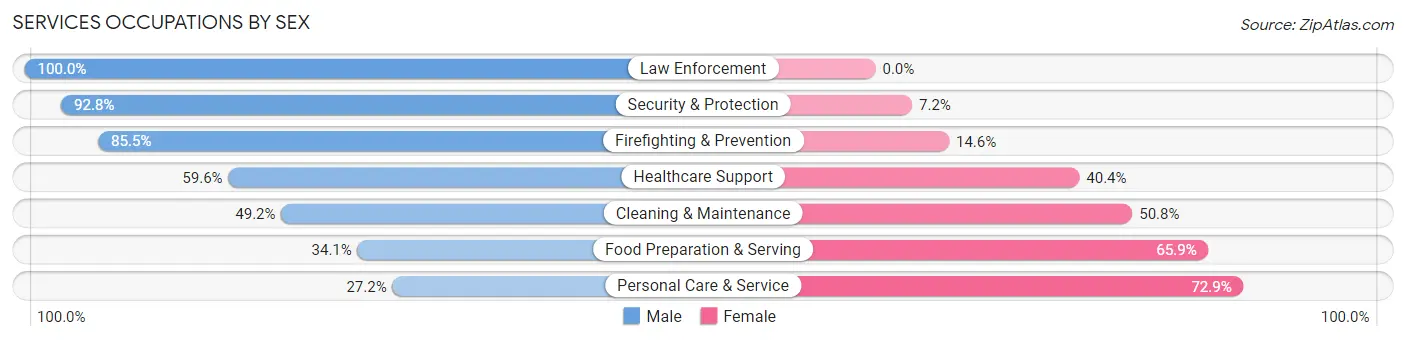 Services Occupations by Sex in Zip Code 10603