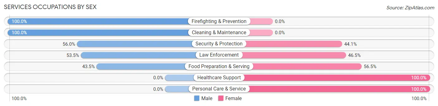 Services Occupations by Sex in Zip Code 10917
