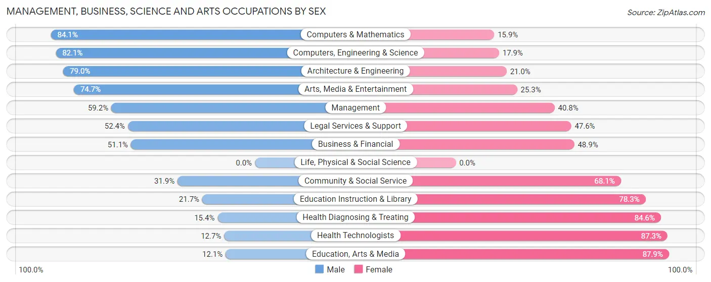 Management, Business, Science and Arts Occupations by Sex in Zip Code 10941
