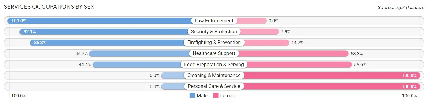 Services Occupations by Sex in Zip Code 10962