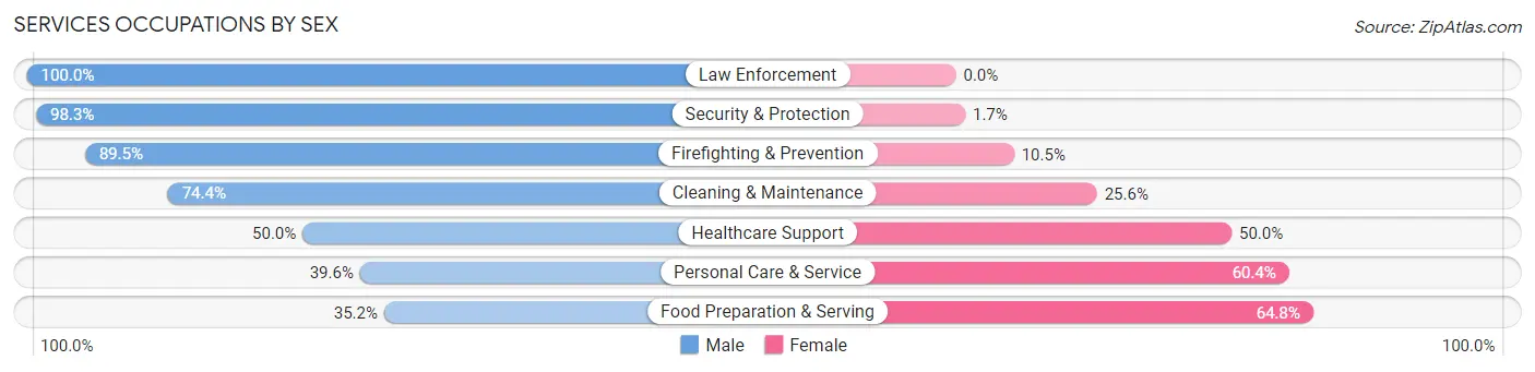 Services Occupations by Sex in Zip Code 10963
