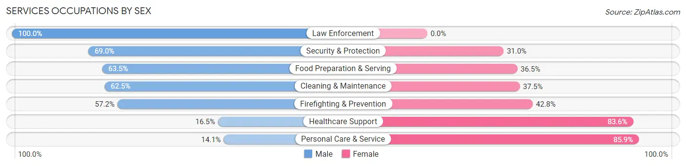 Services Occupations by Sex in Zip Code 10977