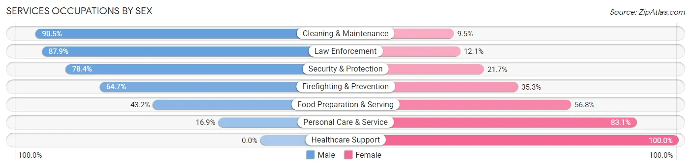 Services Occupations by Sex in Zip Code 10980