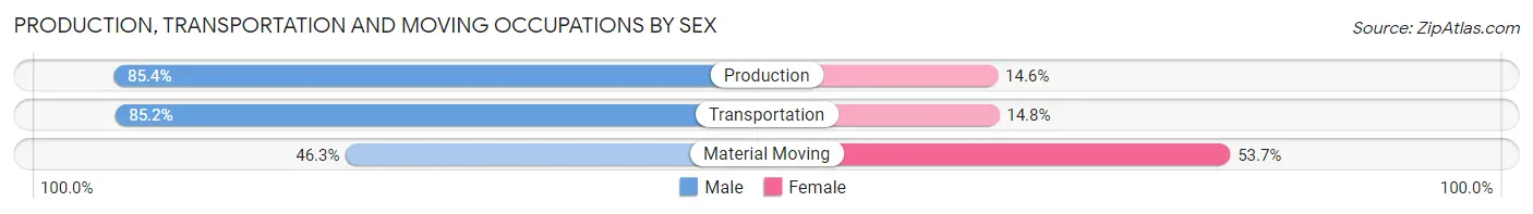 Production, Transportation and Moving Occupations by Sex in Zip Code 10983