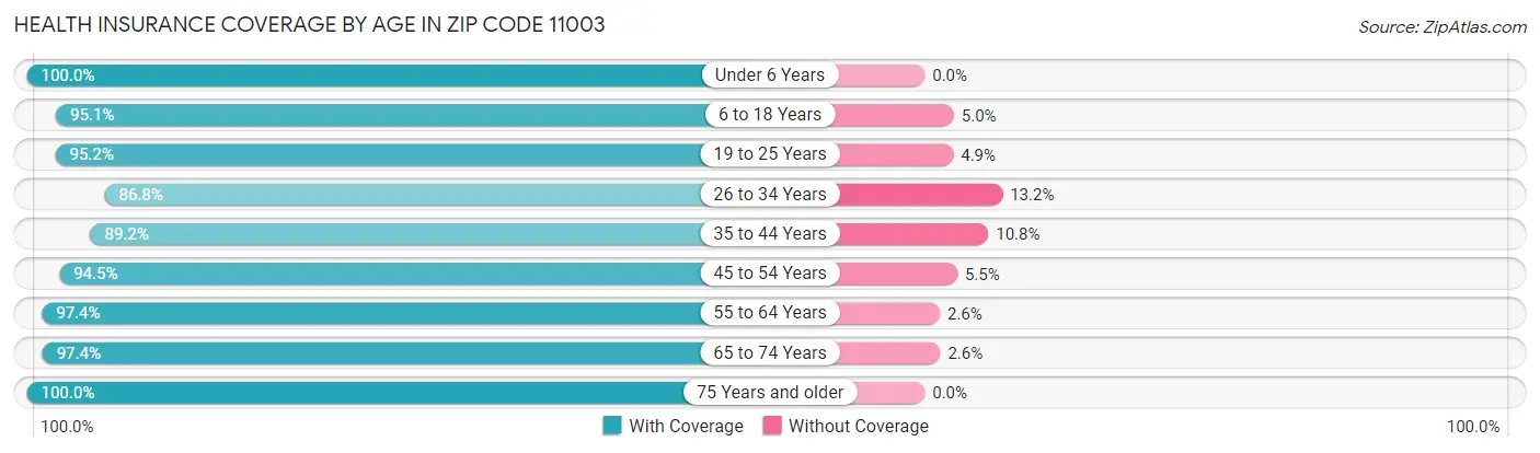 Health Insurance Coverage by Age in Zip Code 11003