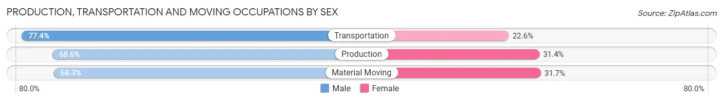 Production, Transportation and Moving Occupations by Sex in Zip Code 11003