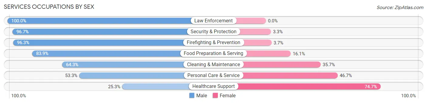 Services Occupations by Sex in Zip Code 11024
