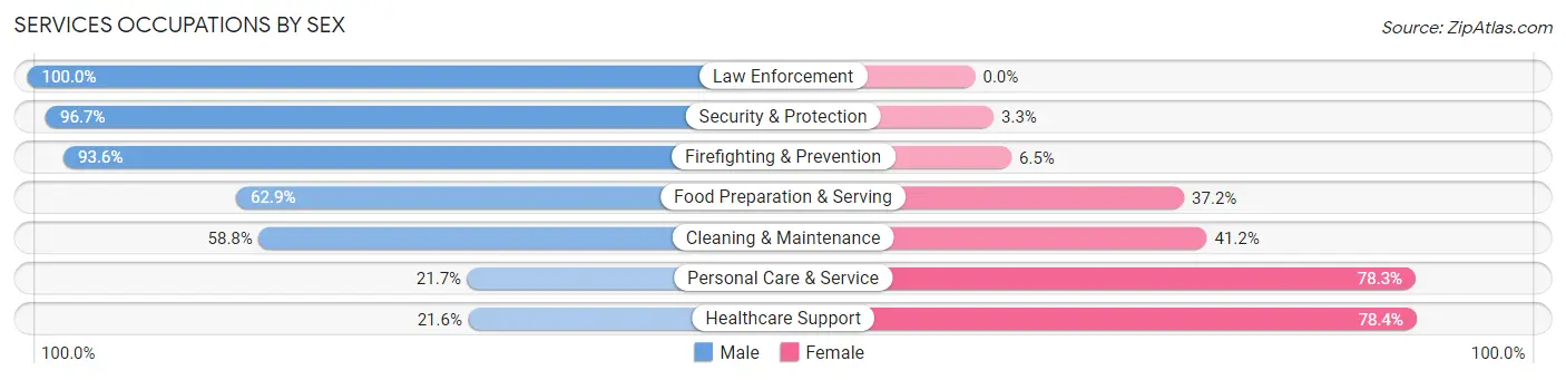Services Occupations by Sex in Zip Code 11104