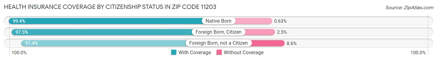 Health Insurance Coverage by Citizenship Status in Zip Code 11203