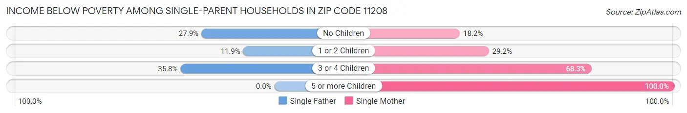 Income Below Poverty Among Single-Parent Households in Zip Code 11208