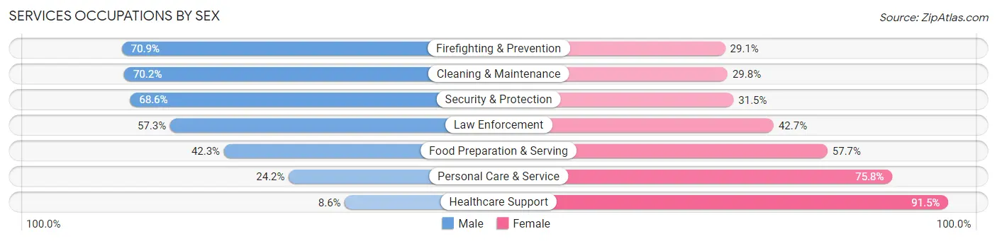 Services Occupations by Sex in Zip Code 11216
