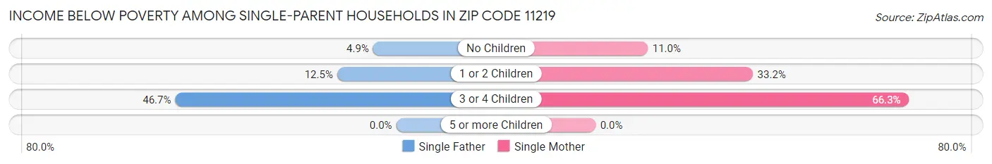 Income Below Poverty Among Single-Parent Households in Zip Code 11219