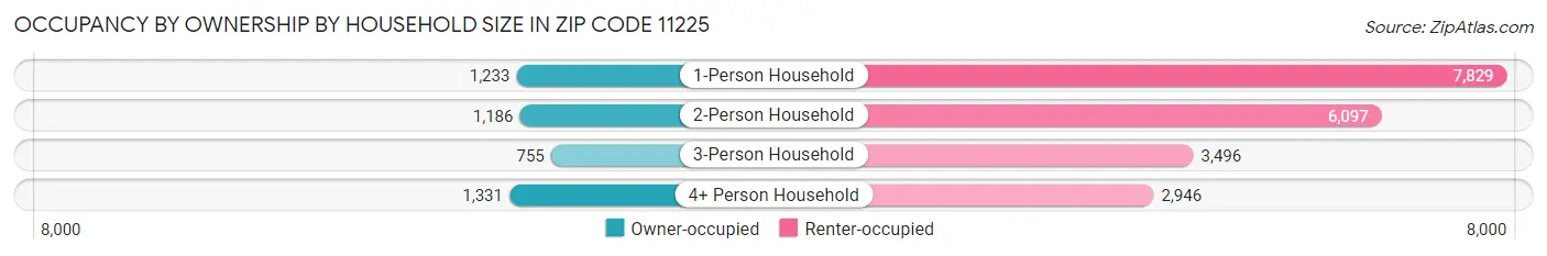 Occupancy by Ownership by Household Size in Zip Code 11225