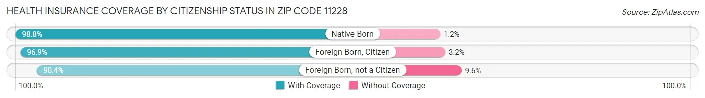 Health Insurance Coverage by Citizenship Status in Zip Code 11228