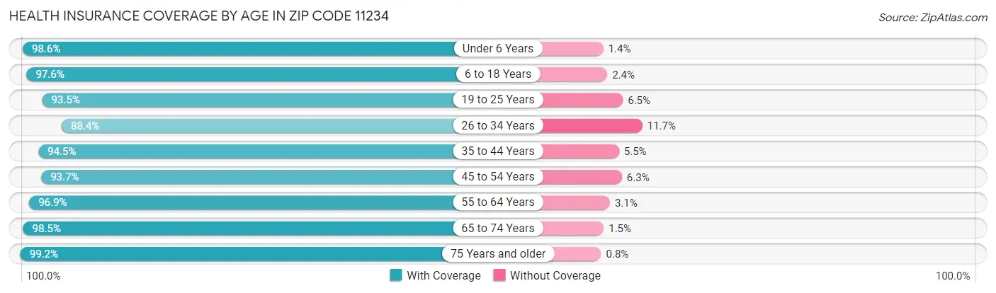 Health Insurance Coverage by Age in Zip Code 11234