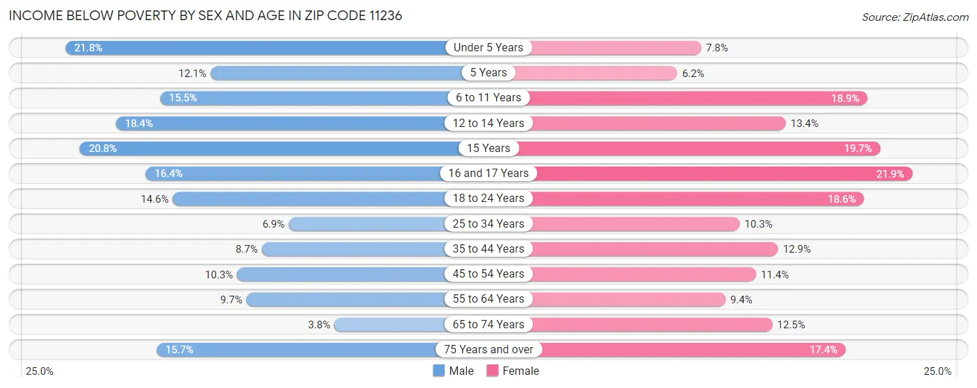Income Below Poverty by Sex and Age in Zip Code 11236