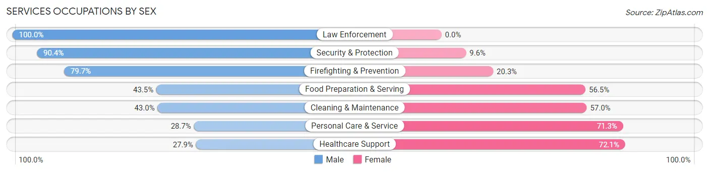 Services Occupations by Sex in Zip Code 11361