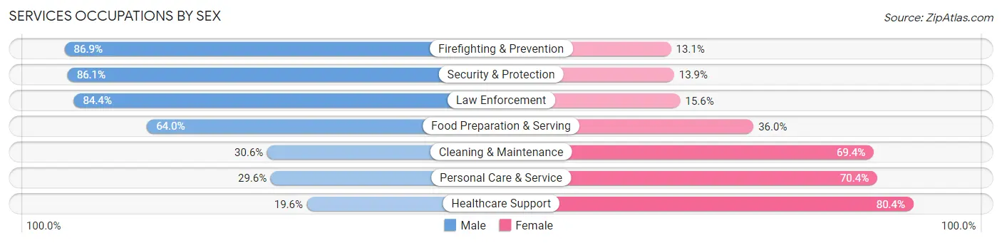 Services Occupations by Sex in Zip Code 11377