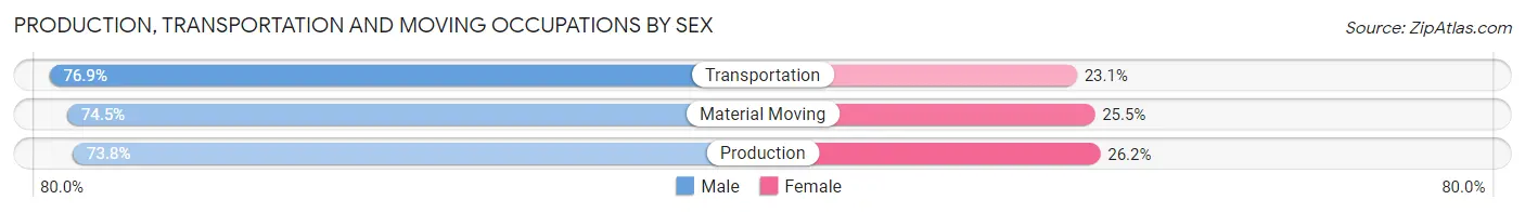 Production, Transportation and Moving Occupations by Sex in Zip Code 11421